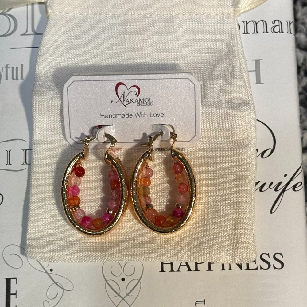 NWOT Nakamol Beaded Gold Tone Earrings